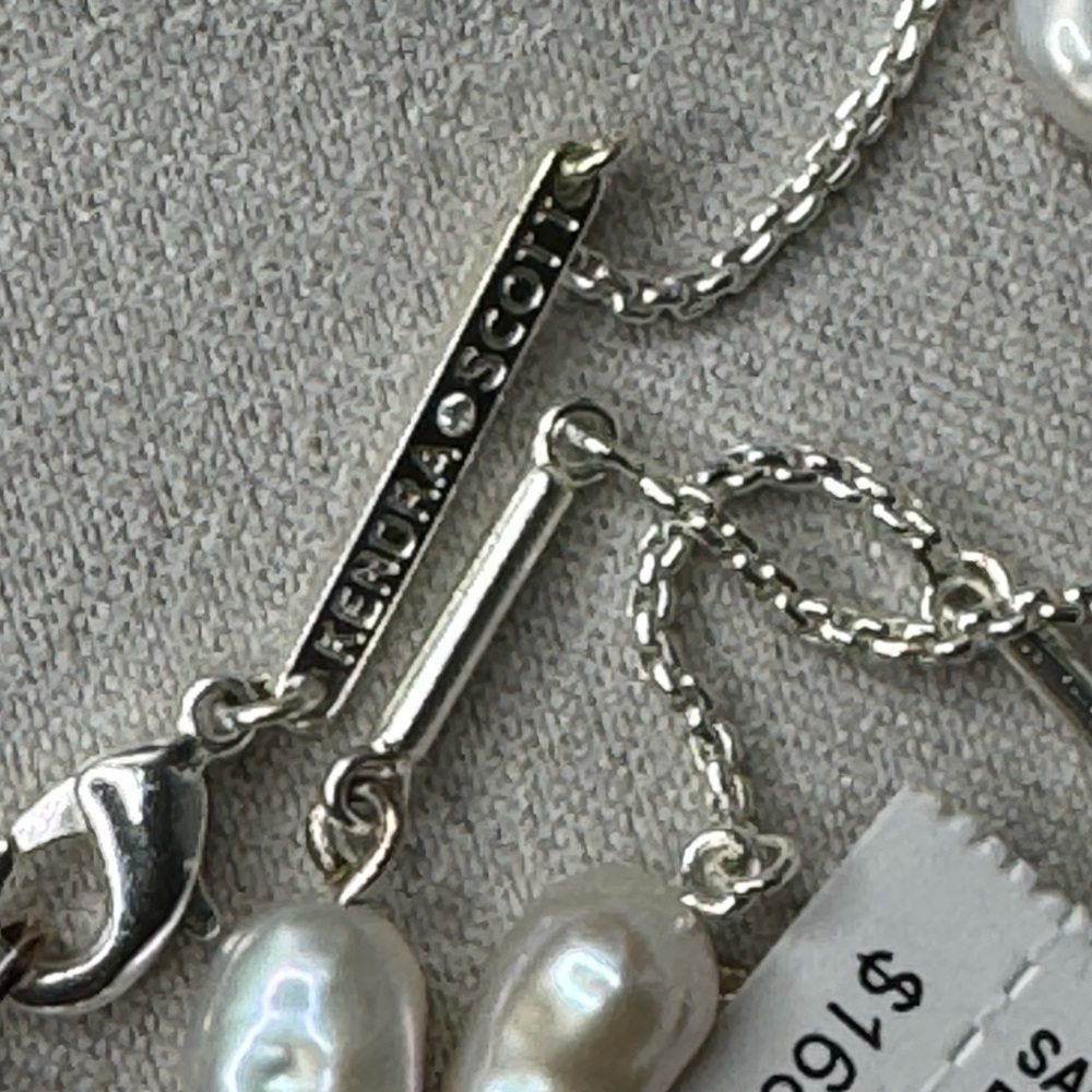 Kendra Scott Silver Pearl Long Sabrina Necklace - Picture 6 of 6